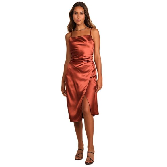 Lulus Dresses & Skirts - Lulu's Hollywood Woman Satin Midi Dress